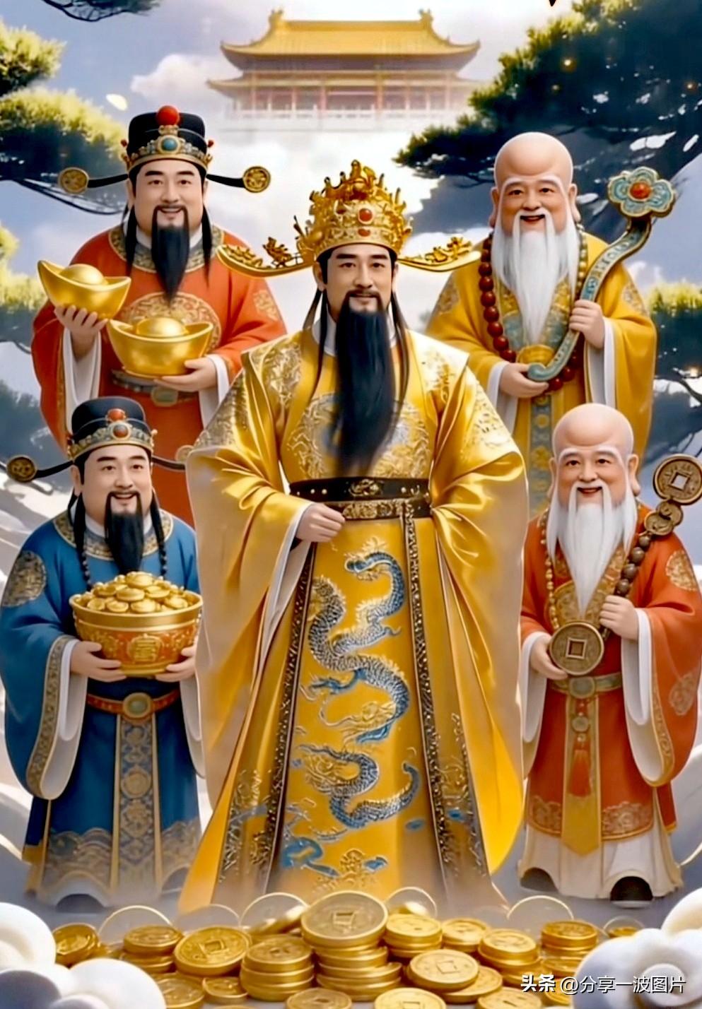 五路招财，日夜进宝。