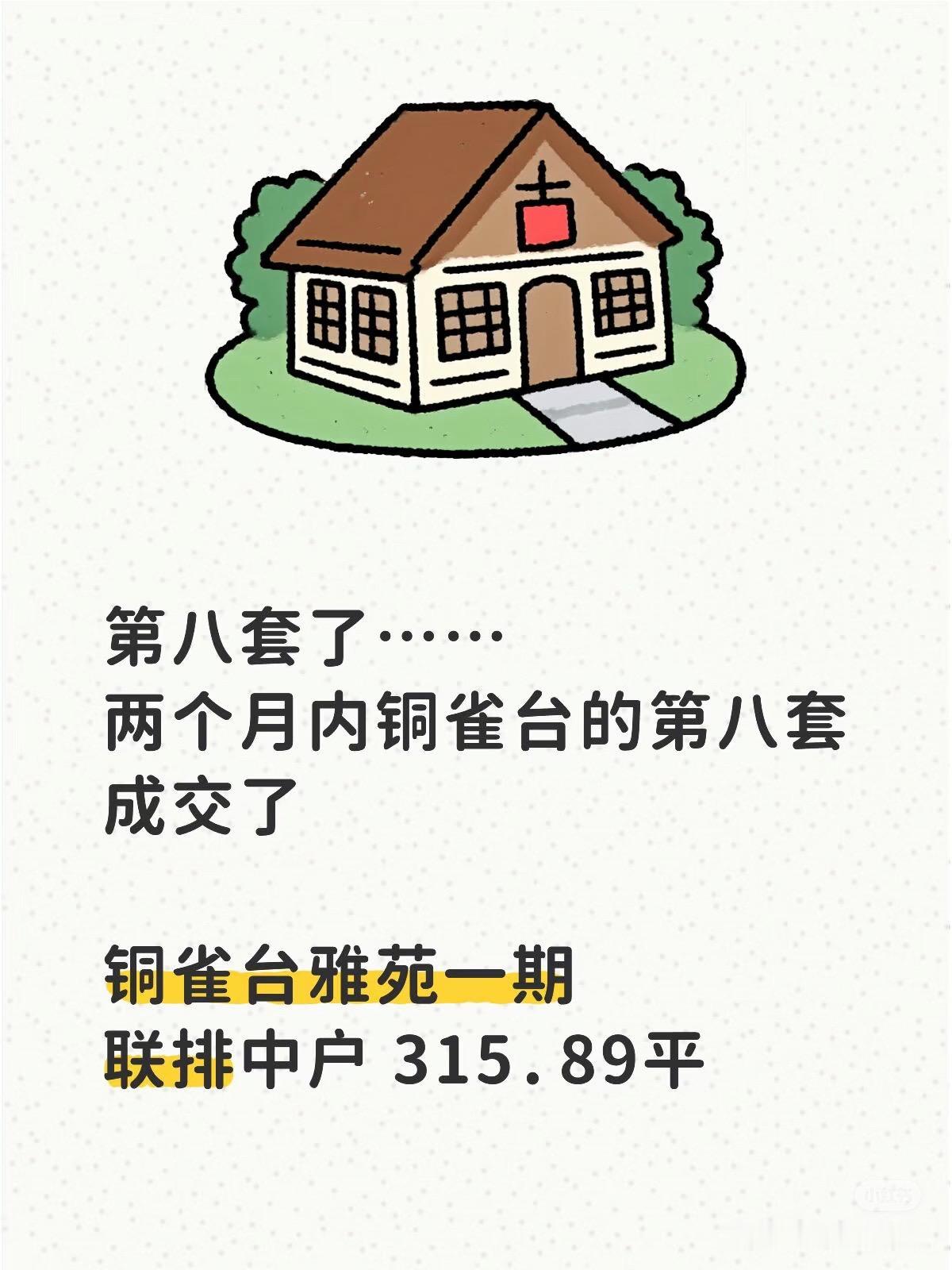 2026.02.09第八套了……
两个月内铜雀台的第八套成交了
铜雀台雅苑一期
