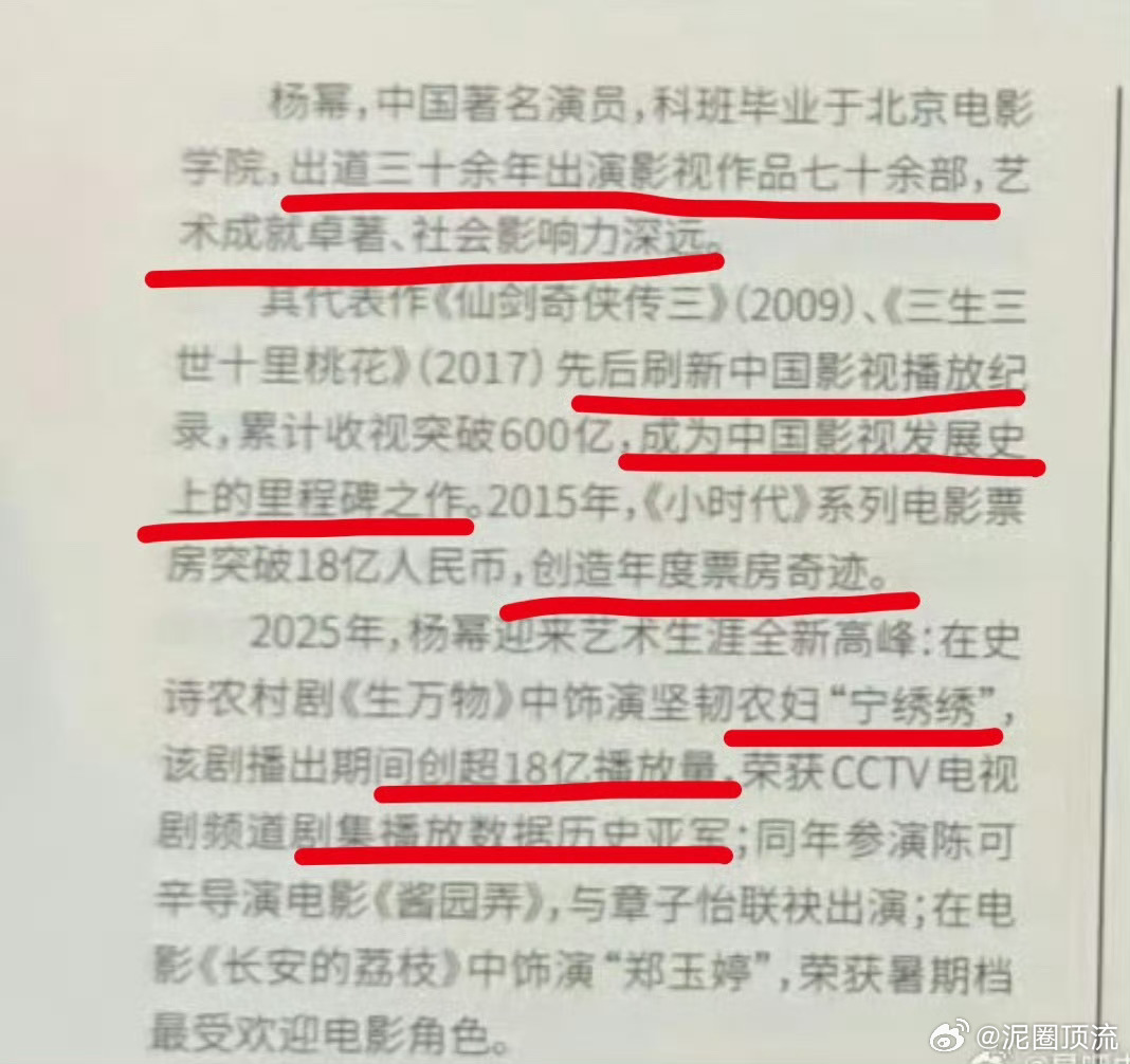 曝白玉兰场刊是各家团队自己撰写的那杨幂，杨紫可太优秀了，高质量女性