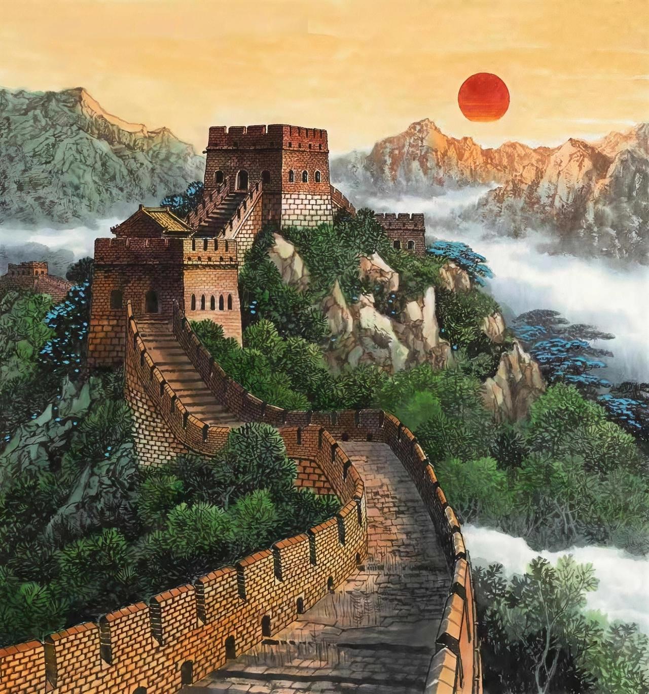 国画里的万里长城