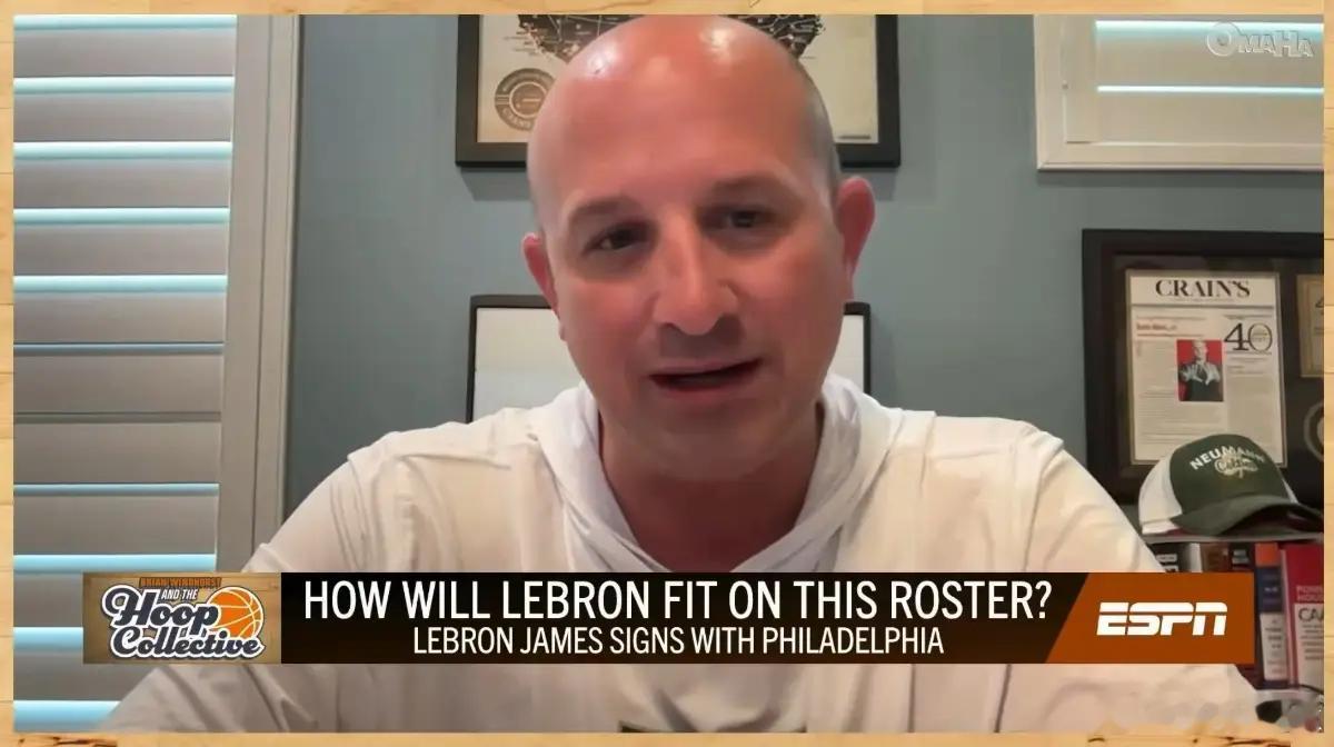 NBA薪资专家Bobby marks说76人实际上无法给詹姆斯提供一份两年合同：