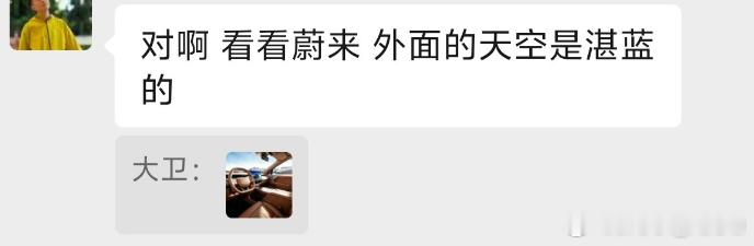 这下怎么说哈哈哈 喜欢带眼镜的是不是觉得高级了     “看看蔚来，外面的天都是