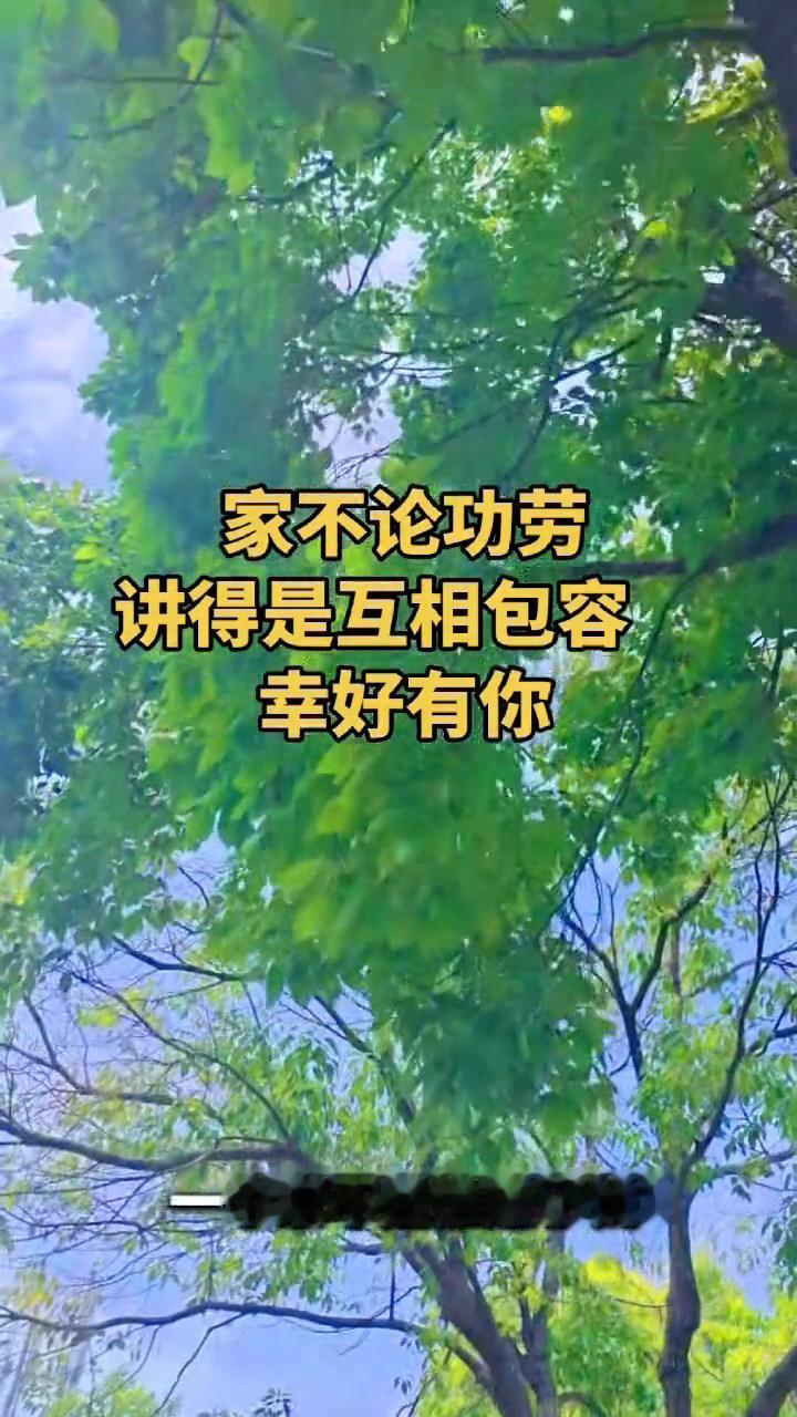 家不论功劳，讲得是互相包容，幸好有你。
一个家不是谁赚了钱，谁的功劳就大，这只是