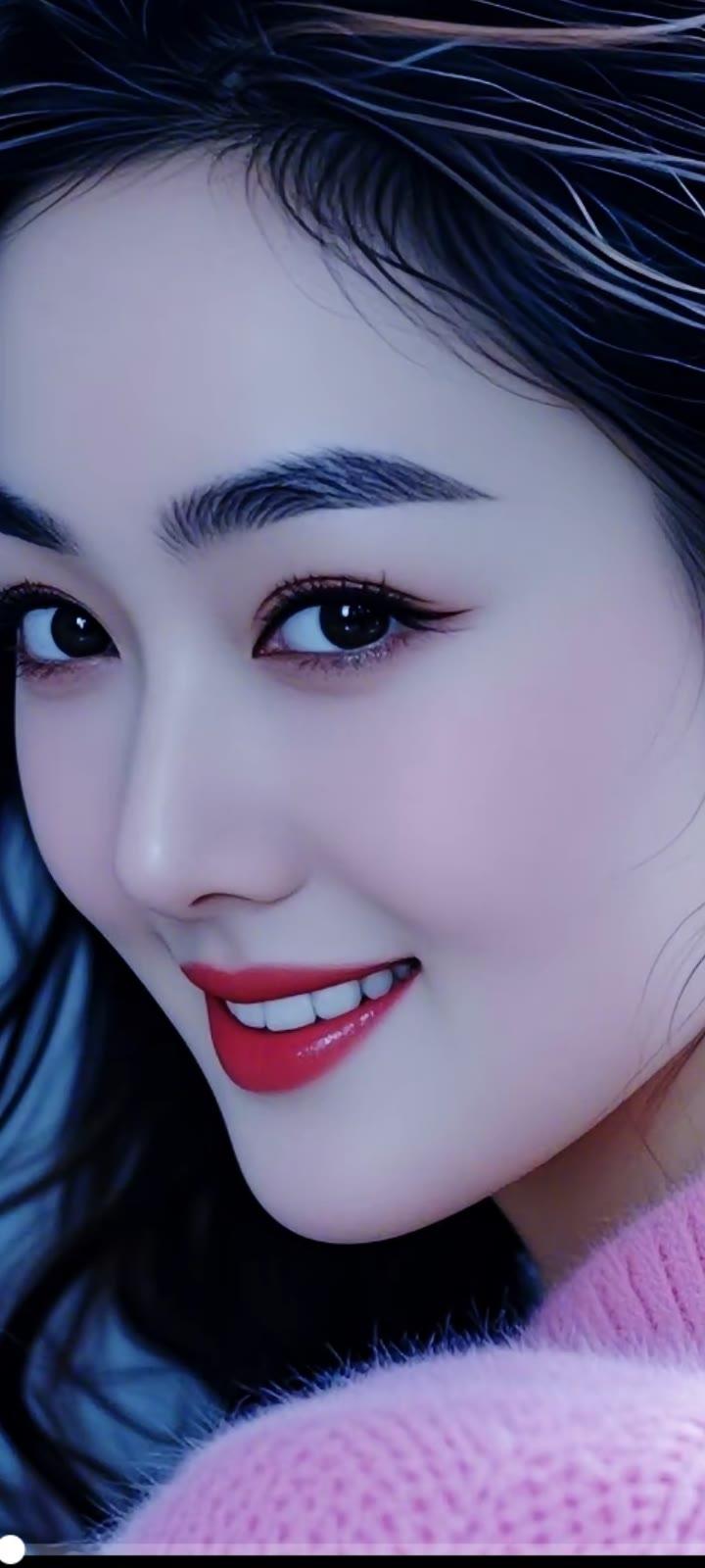 红唇轻启笑，粉袖拂春风。