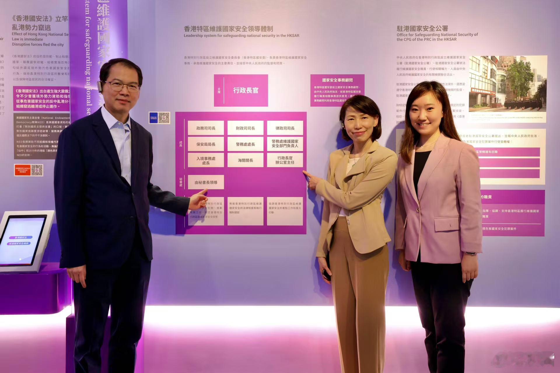 一图看懂香港特區維護國家安全领导体制秘书长左一，特首办主任（中）特区行政长官担任