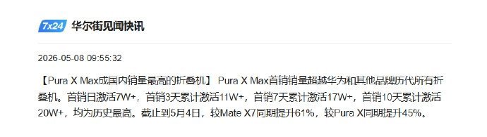 PuraXMax成国内销量最高的折叠机PuraXMax首销10天累计激活超20万