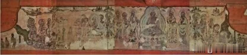 佛光寺东大殿现存唐代壁画四幅，主题内容为西方净土变、天王像、山水等，在明代增设罗