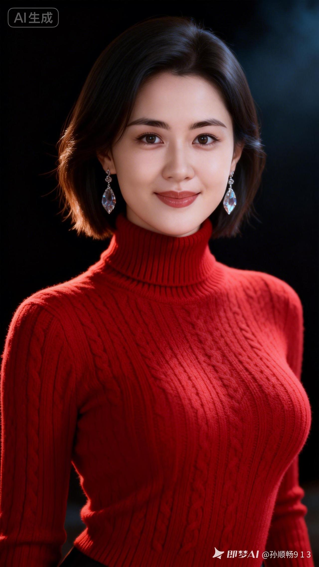 甜美红衣少女，优雅气质满分！💖✨