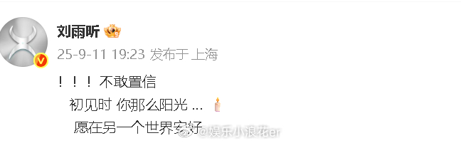 刘雨昕悼念于朦胧 ​​​​刘雨昕发文悼念于朦胧：“！！！不敢置信 初见时 你那么