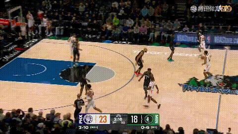 菲尼克斯太阳  大罗高位持球，吉莱斯皮佯装拉到三分线外后突然启动反跑空切到篮下，