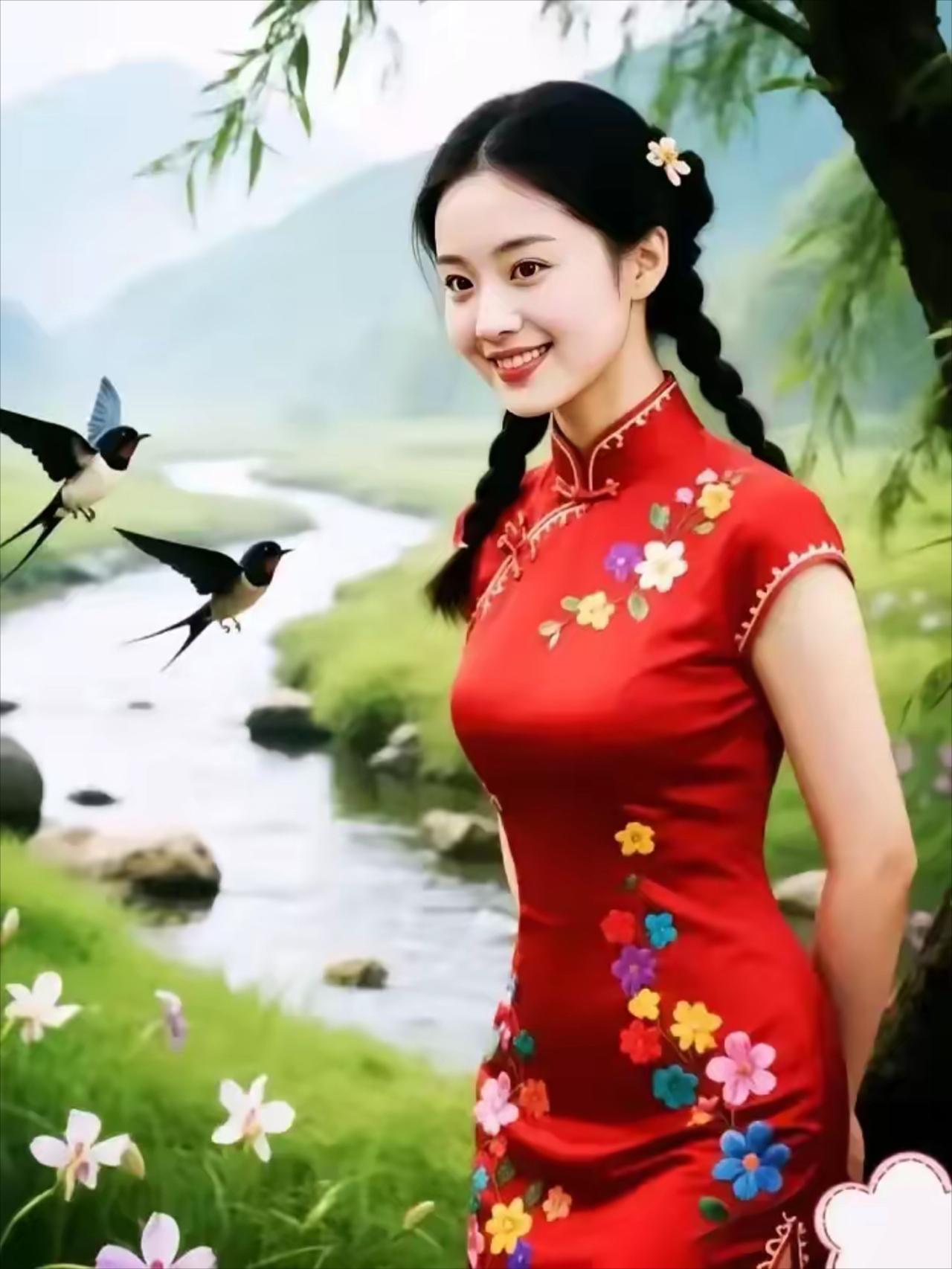 上联：花香鸟语悠
下联：竹翠松青秀