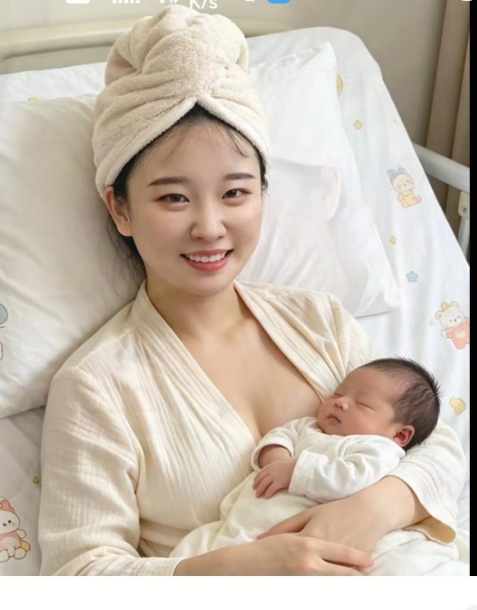 新生儿
美女十月怀胎满；
幼儿已经出生来；
母女平安才最佳；
世上只有妈妈好；