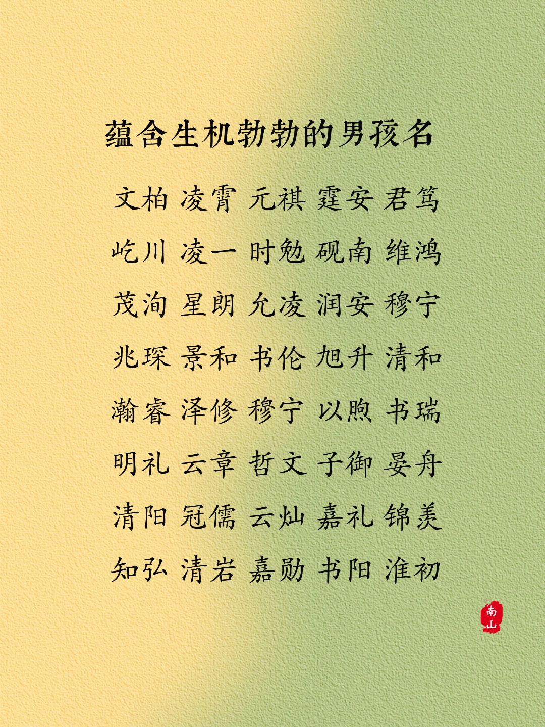 蕴含生机勃勃的男孩名，积极乐观，不屈不挠