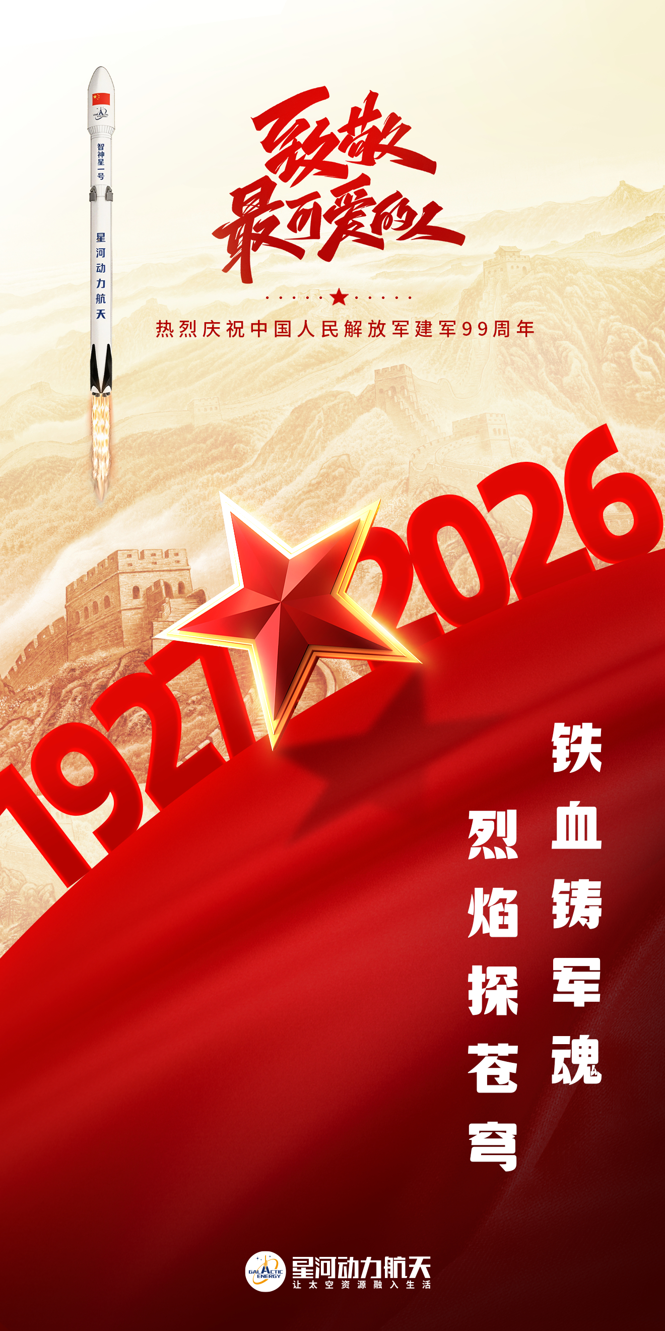 八一建军节，我国部分民商航天企业的宣传海报人民军队制胜向强