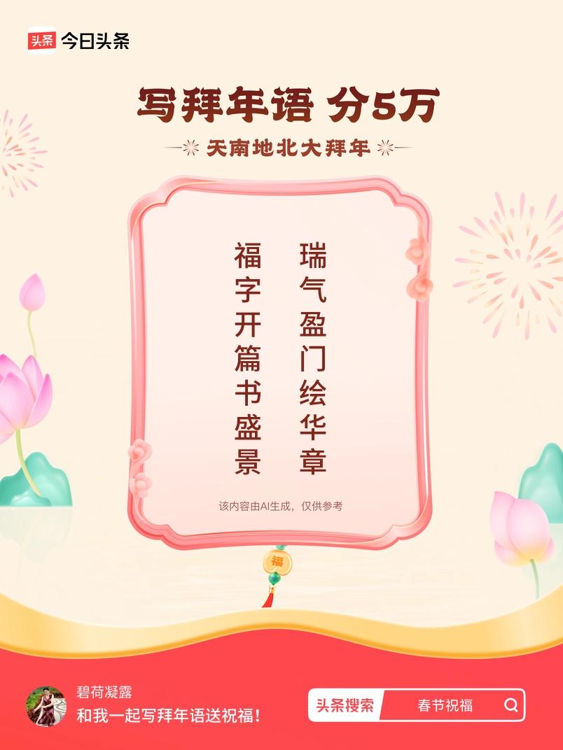写拜年语送祝福新春拜年送祝福！我的祝福是：“福字开篇书盛景，瑞气盈门绘华章”！快
