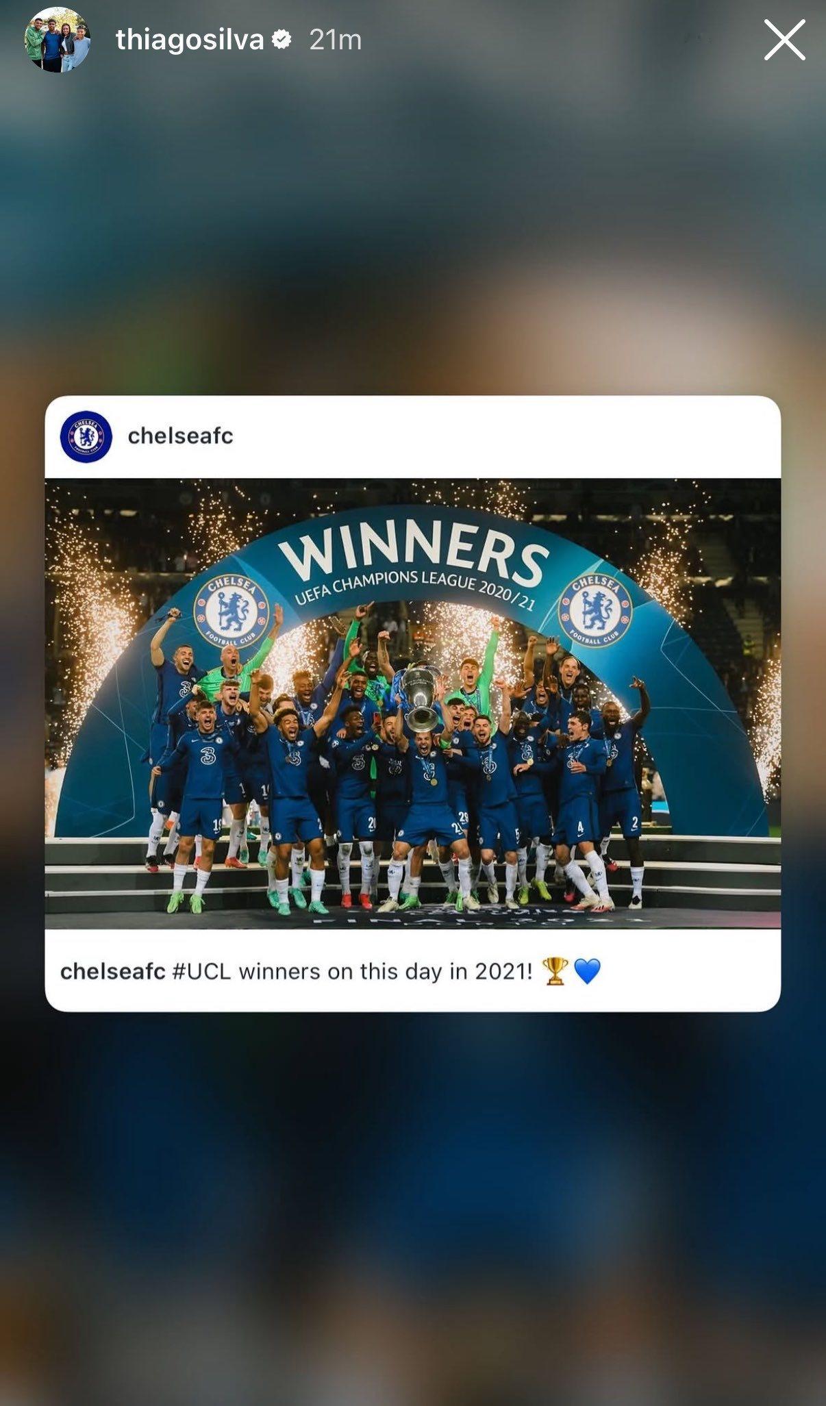 Thiago Silva on IG 💙💙切尔西