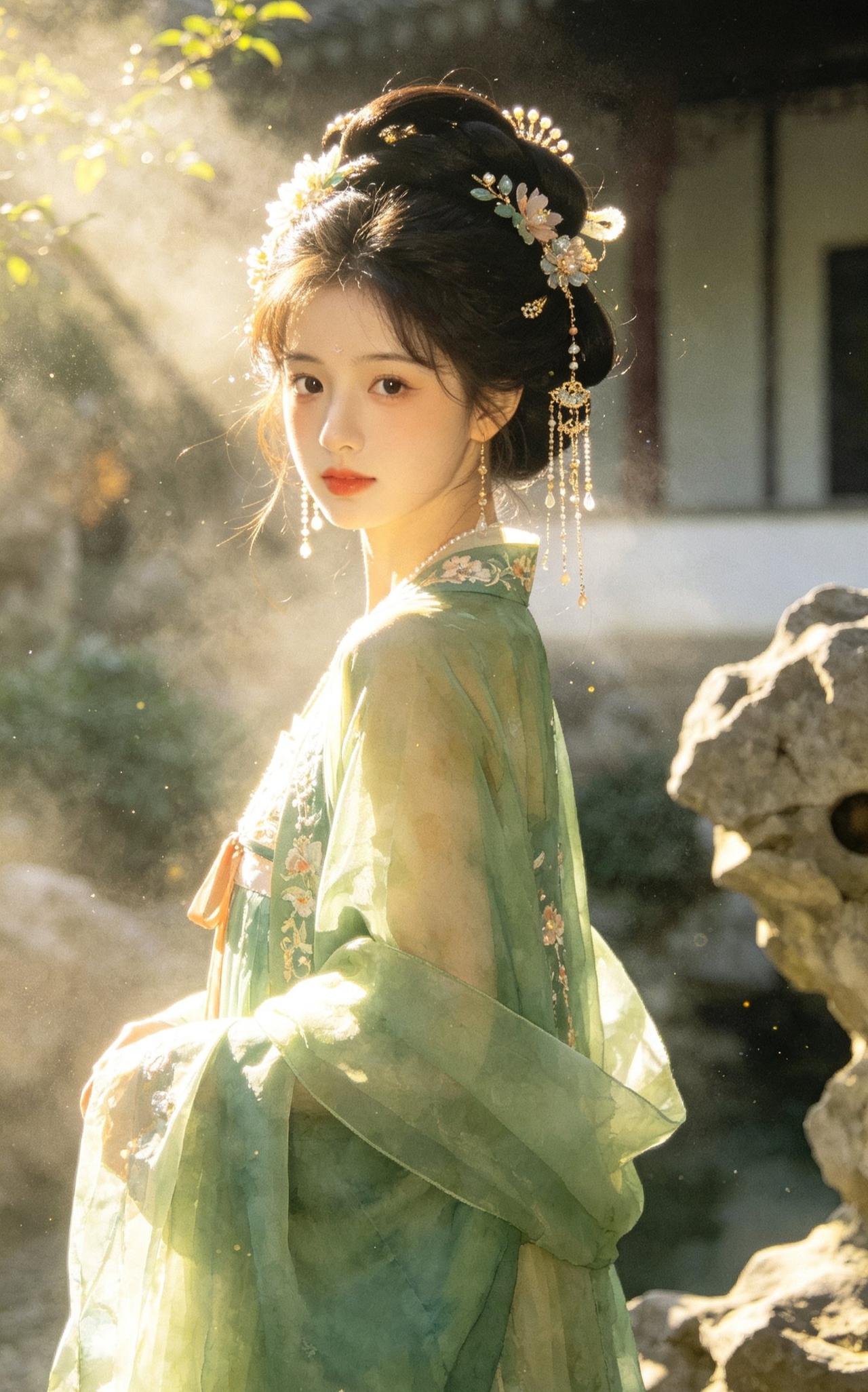 “古风少女，花间漫步”🌸👗🌞汉服少女风 江南古风少女 古风少女游 普通女生