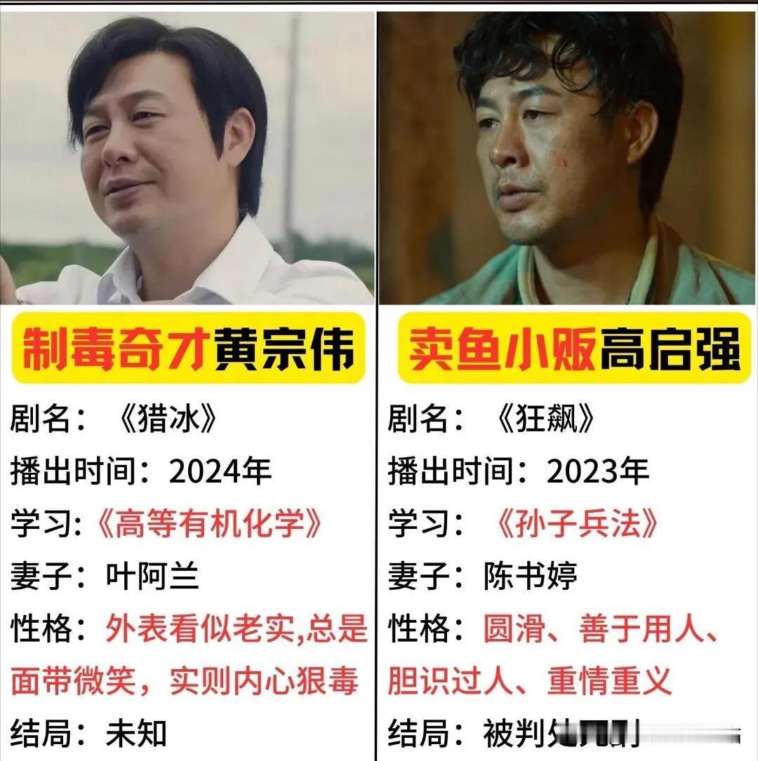 《狂飙》和《猎冰》：

《狂飙》中，高启强至少守住了婚姻法；
《猎冰》中，黄宗伟