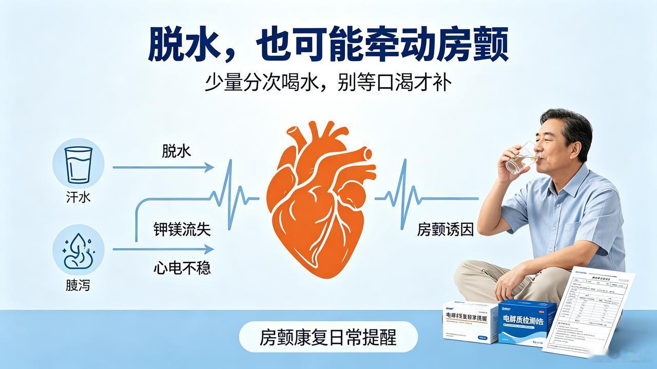 房颤病友提醒：别忽视缺水，脱水也会诱发房颤！
 
很多房颤朋友会盯药物、盯情绪，
