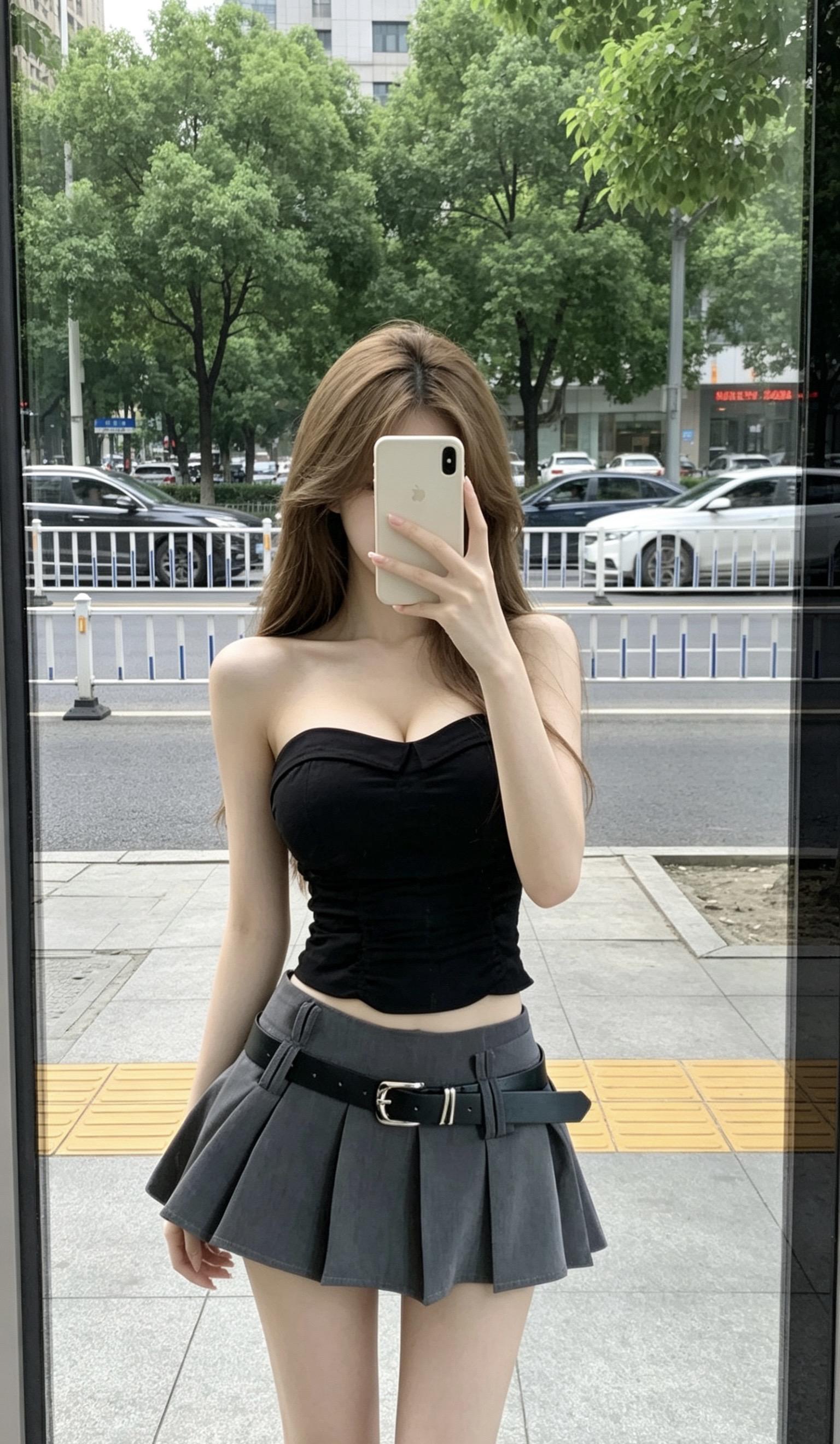 夏天谁不穿辣妹装啊 黑色抹胸裙穿搭