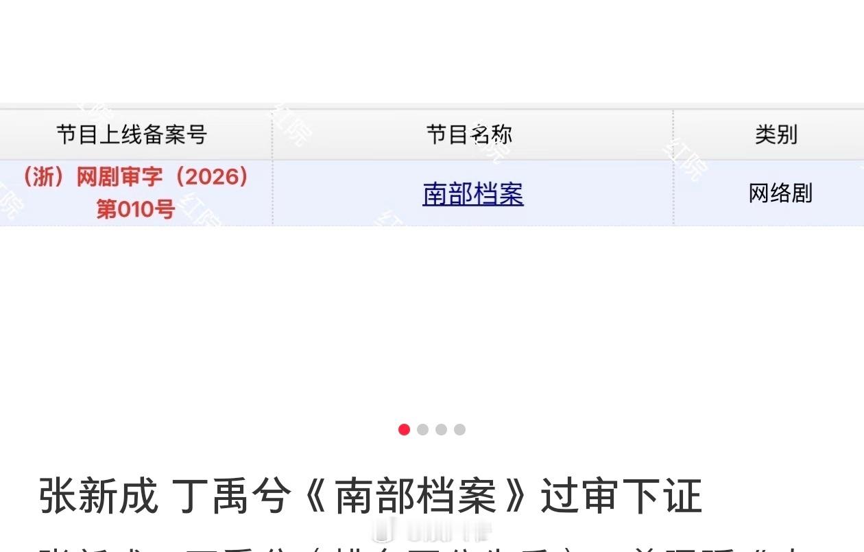 张新成、丁禹兮（排名不分先后）《南部档案》今日下证，燥候见面 
