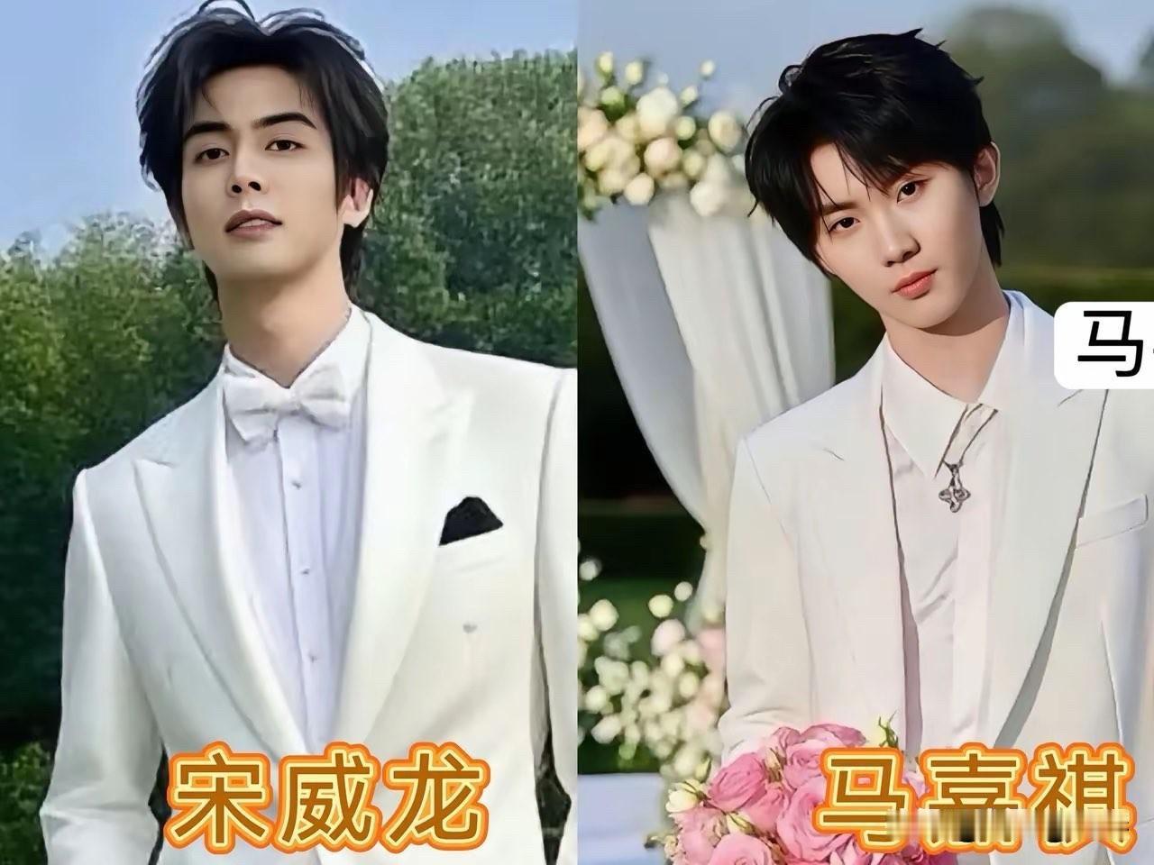 这十二位男明星，年纪不同，气质不同，演艺路线也不同。白西装在他们身上展现出了截然