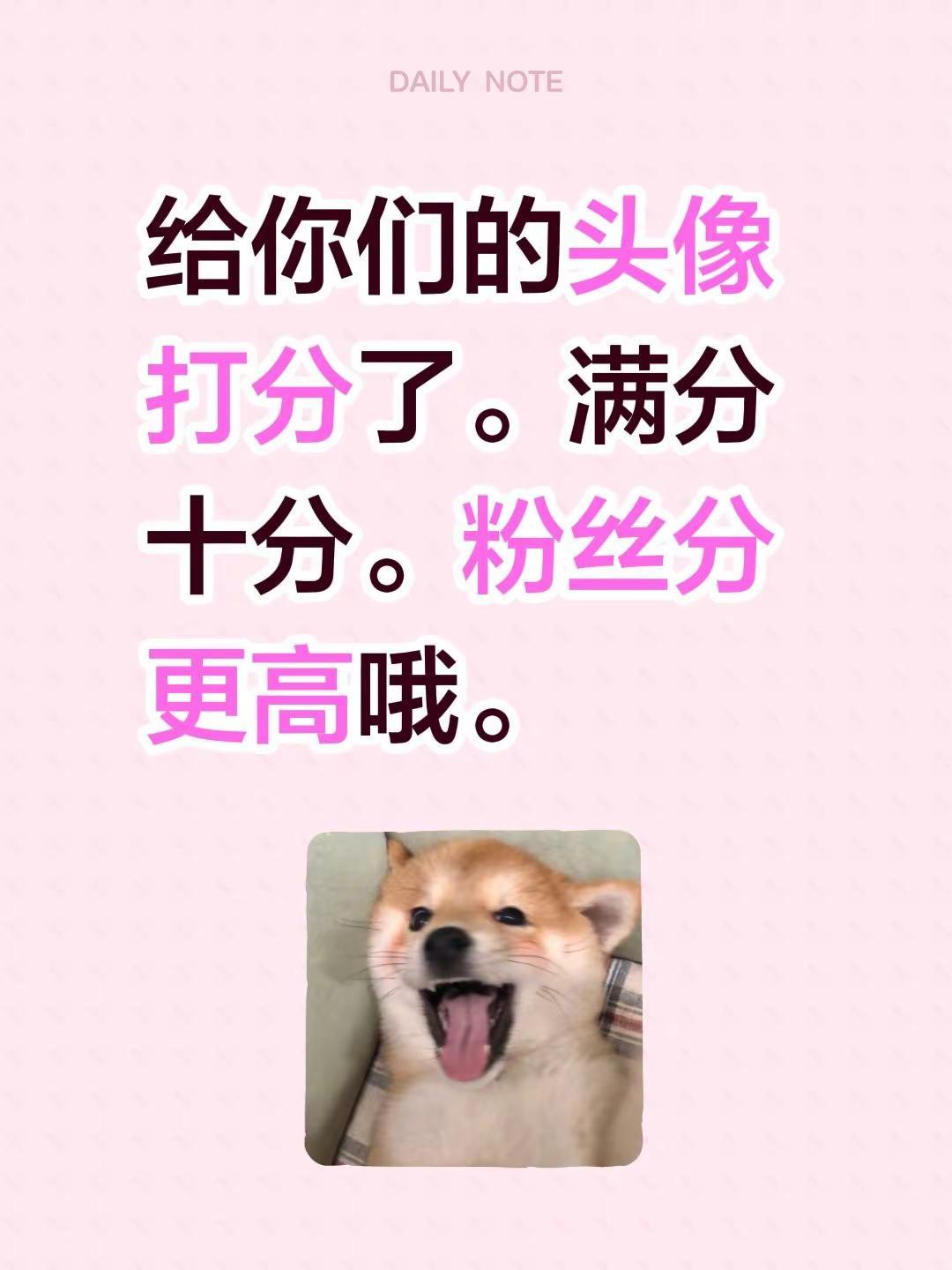 给你们的头像打分了。满分十分。粉丝分更高哦。