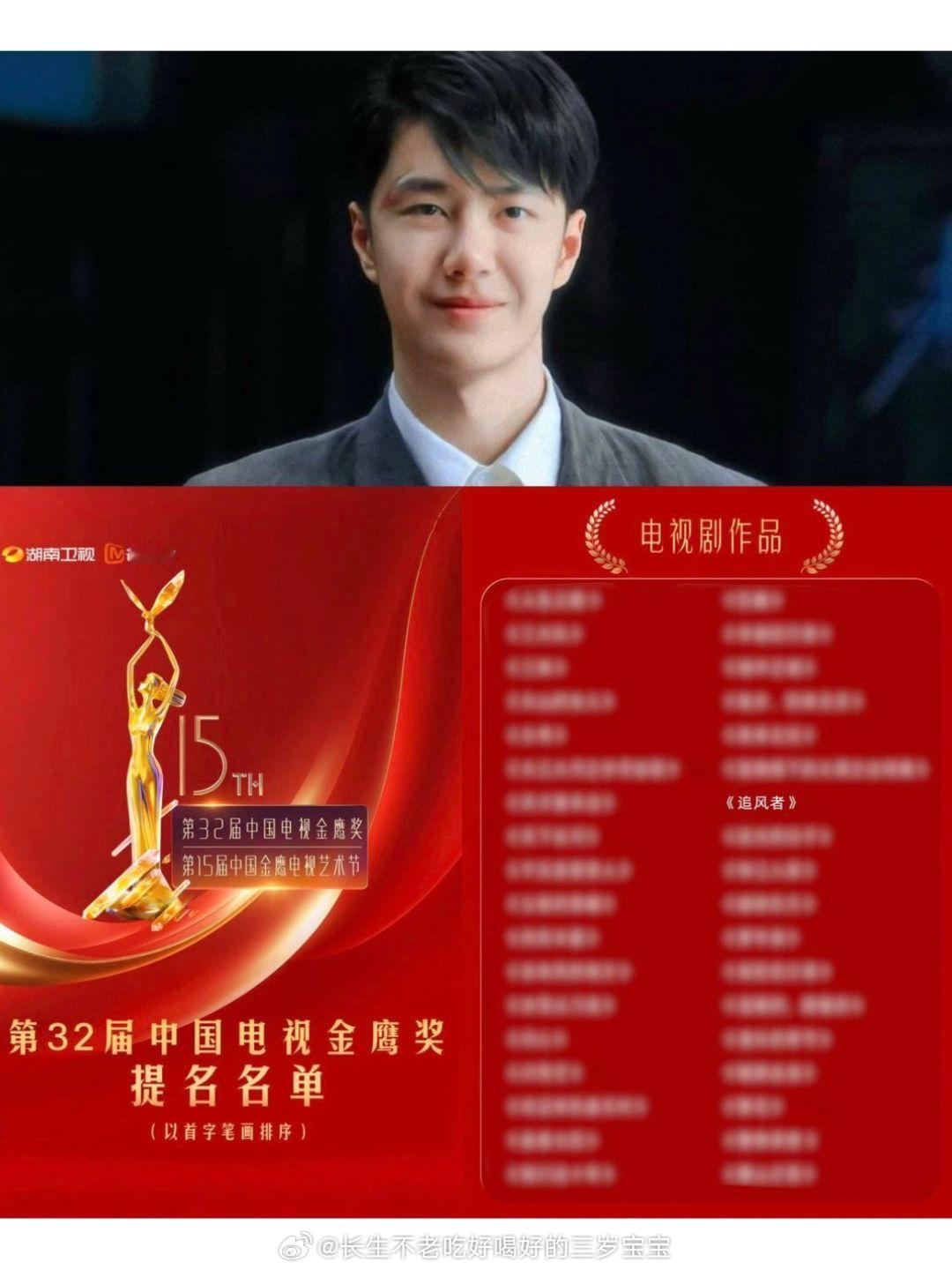 #金鹰奖提名名单#哇哦，这次提名的剧都好多都是热爆剧，先恭喜恭喜啊，王一博的追风