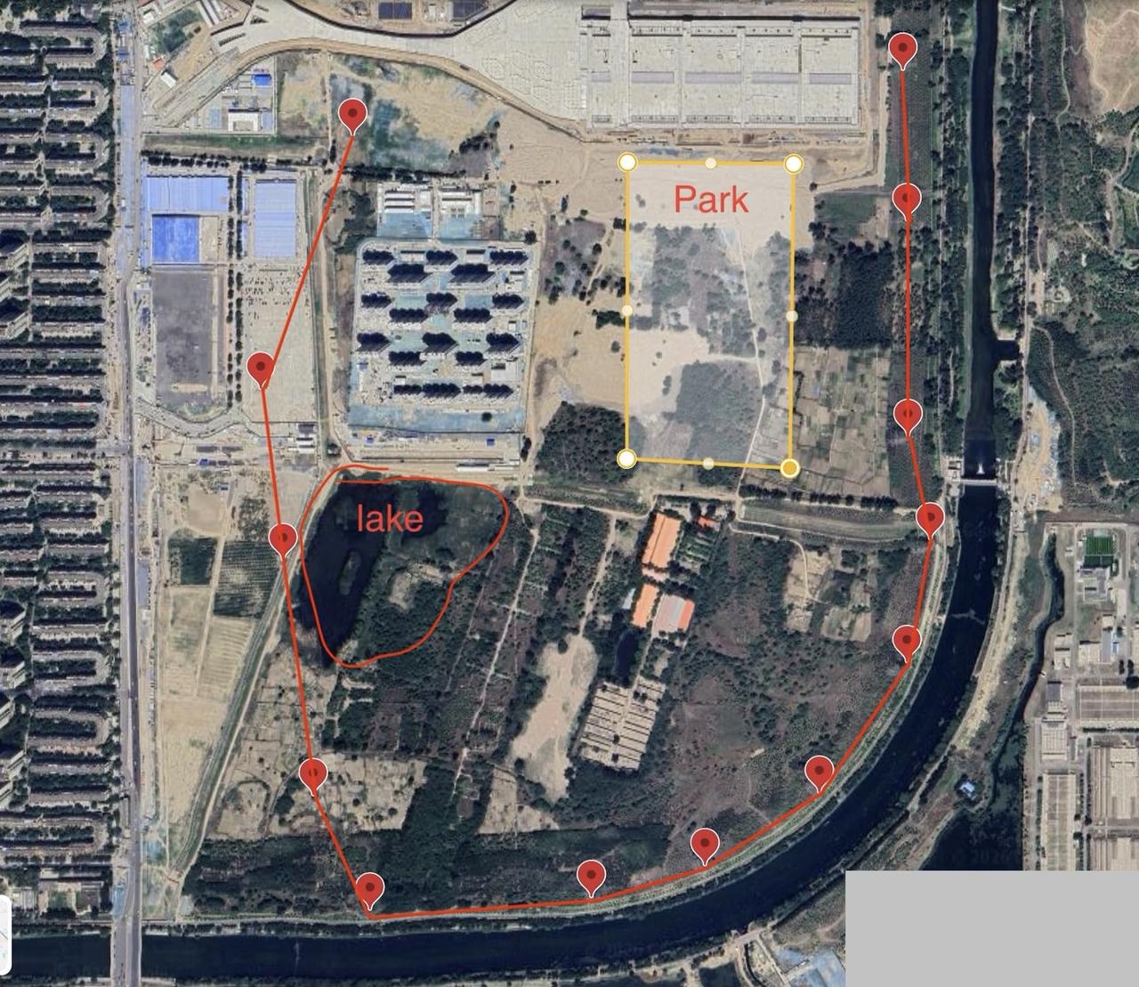 国贤府Park附近的高压线塔。好像没人发这个，于是花了点时间在地图上把它们都找了