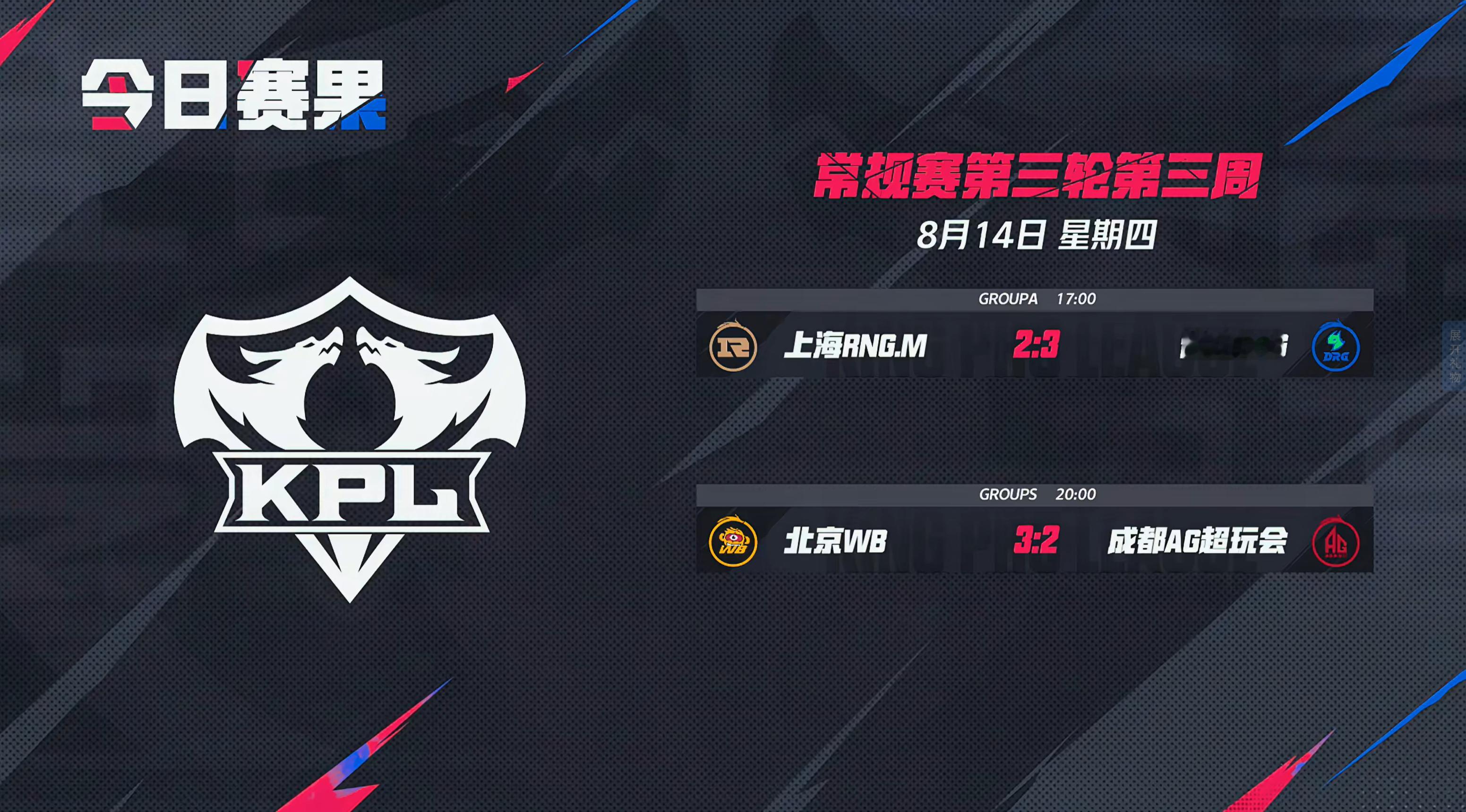 2025KPL夏季赛 今日赛果 ​​​