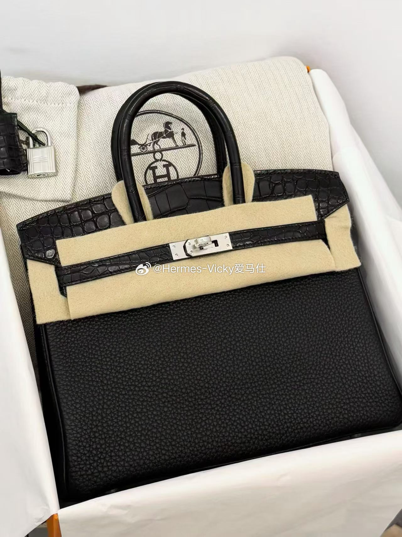 Birkin 25 touch 鳄鱼 黑银雾面 ​​​
