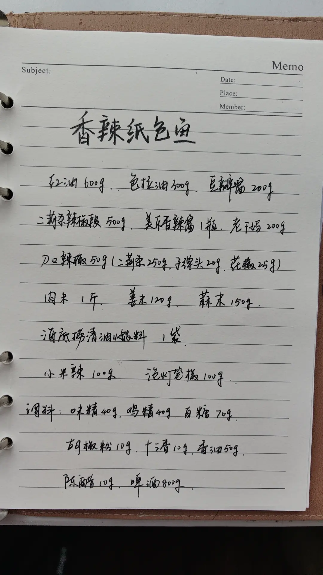香辣纸包鱼酱料配方。