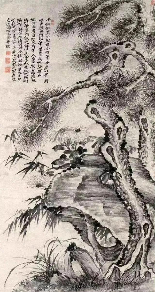 石涛 松竹图。