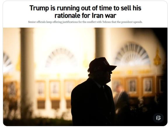 【特朗普的支持者并不完全理解与伊朗开战的目的——Politico 】民调显示，只