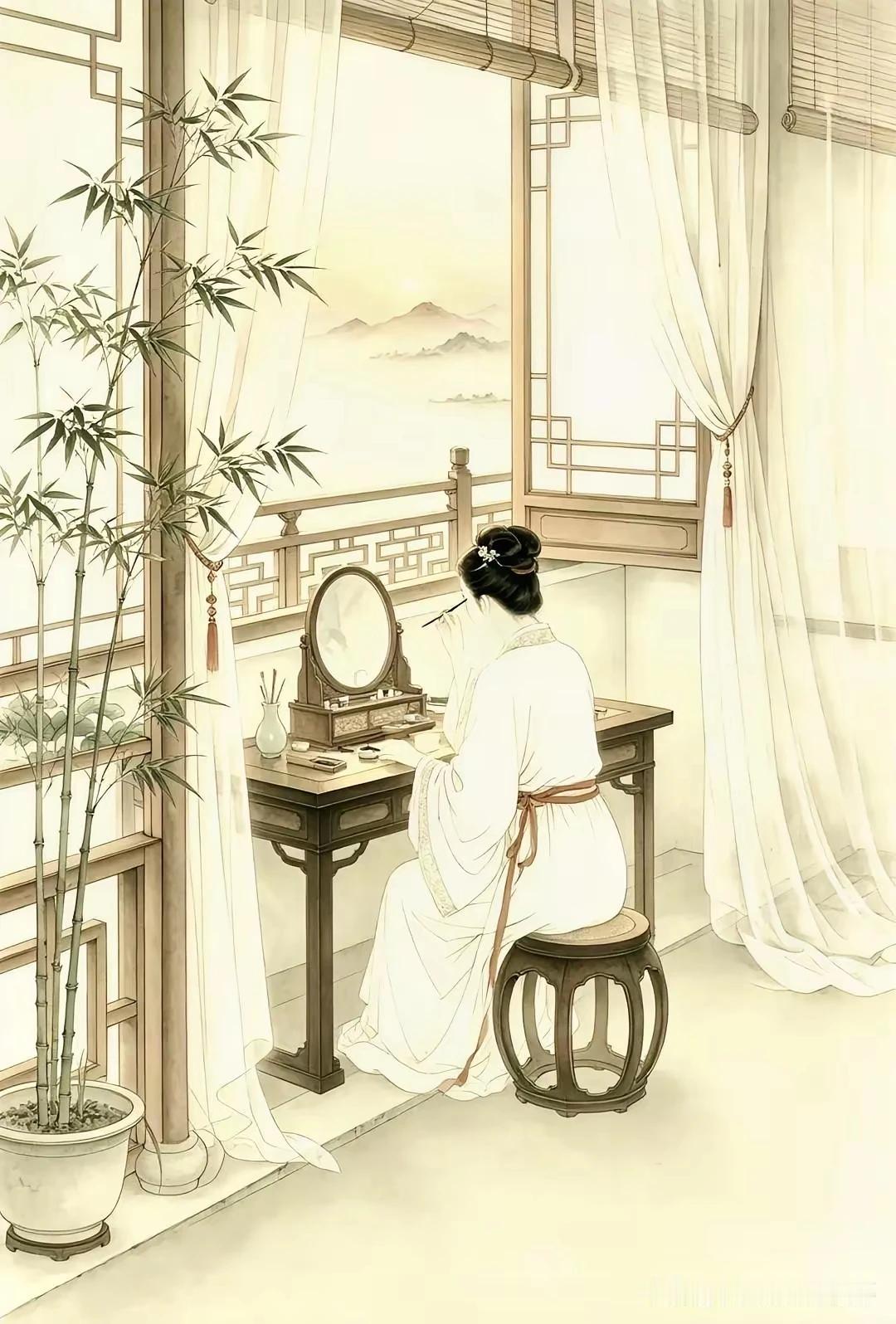 下联：珠帘半卷试梅妆
上联：丹寇一抹樱桃红