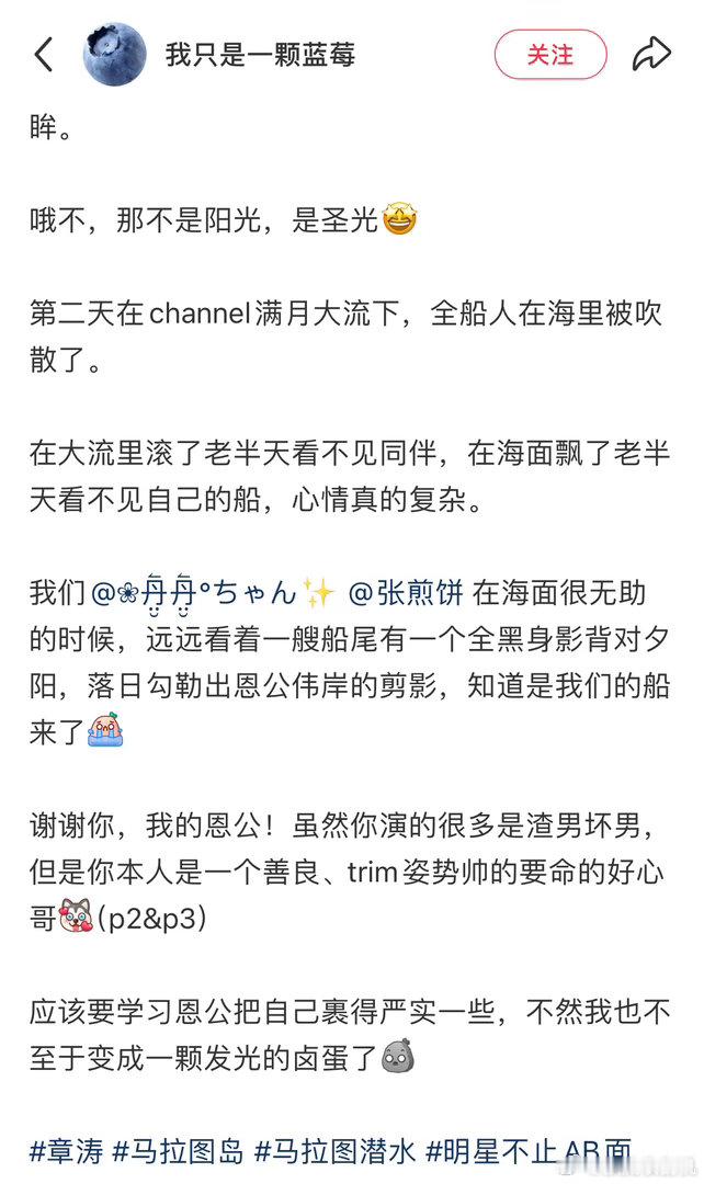 演员章涛马拉图岛救中国游客 中国游客在潜水时发生意外，章涛两次开展救援，守护住同