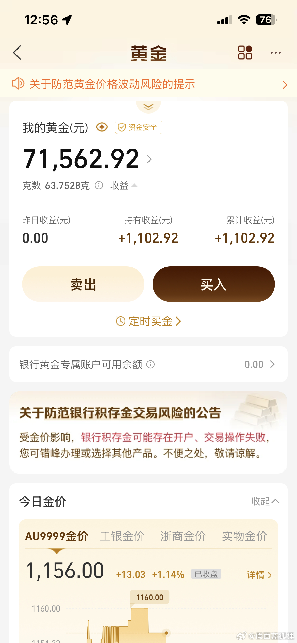希望金价涨，但是不希望打仗，愿世界和平 