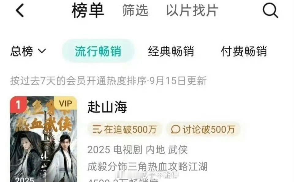 成毅赴山海开播四天，拉新周榜已第一[憧憬] ​​​