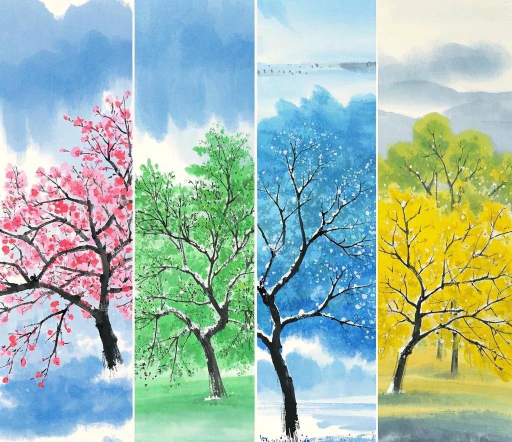 1. 雨落春夏秋冬
2. 云游上下高低
3. 燕舞左右前后
4. 水淌远近浅深