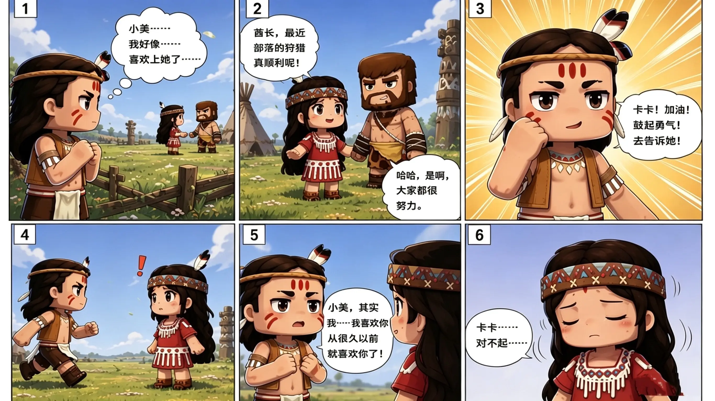 卡卡终于鼓足勇气和小美表白，可是小美的心里却只有酋长…