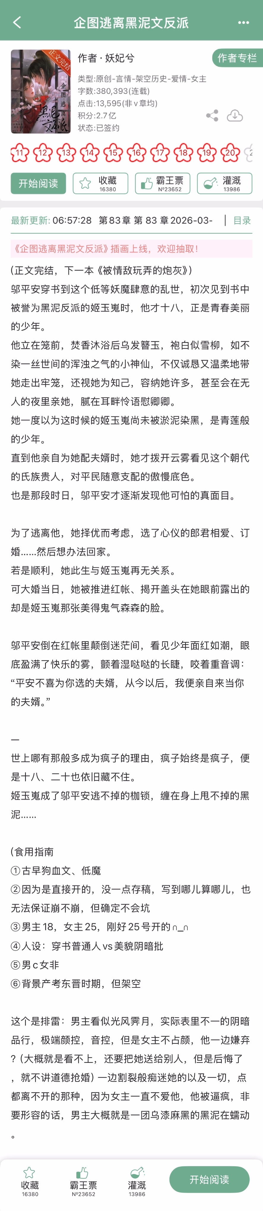妖妃兮的《企图逃离黑泥文反派》完结啦！古言➕姐弟恋，古早狗血文，穿书普通人x美貌