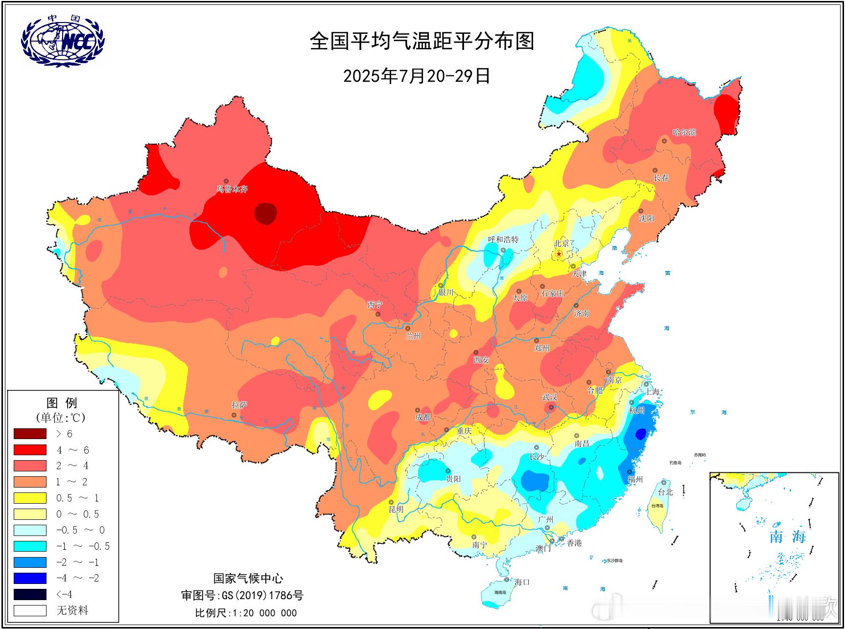 【中伏】今天进入中伏。今年初伏（7月20日-29日），全国面积加权平均气温23.