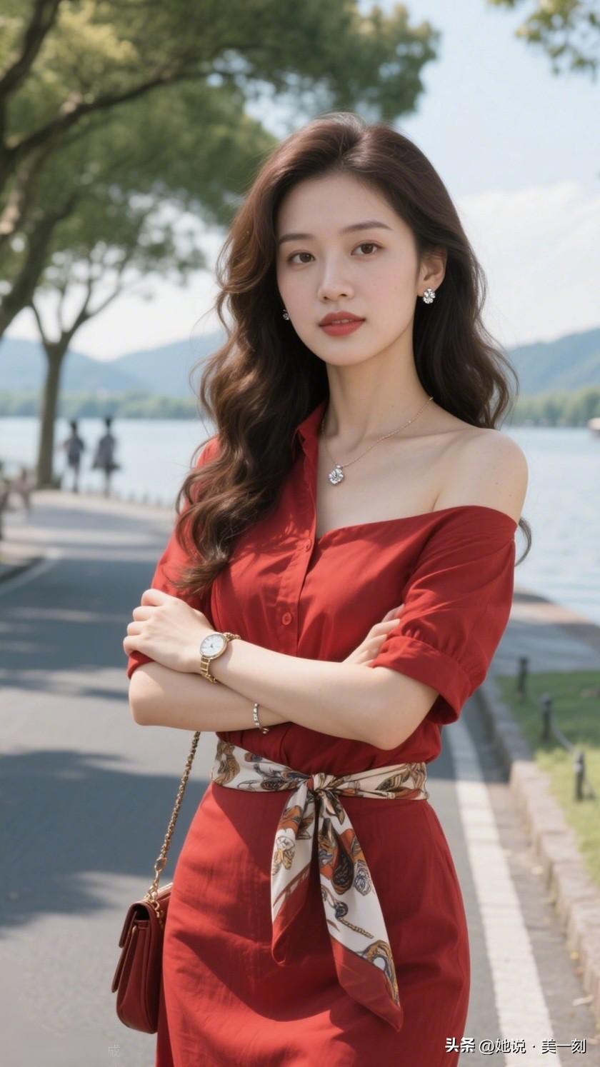 夏日穿搭指南：红色连衣裙+自然风光，轻松自在！🌞👗💃女生如何穿搭看起来时尚