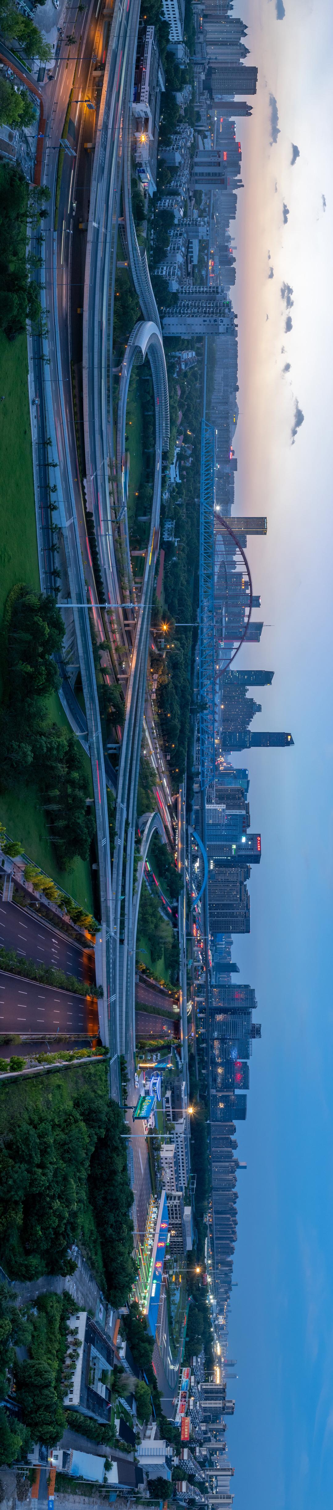 今日大图：合肥封面——封神机位，交通有公路、高铁、高架，背后是合肥天际线，政务区
