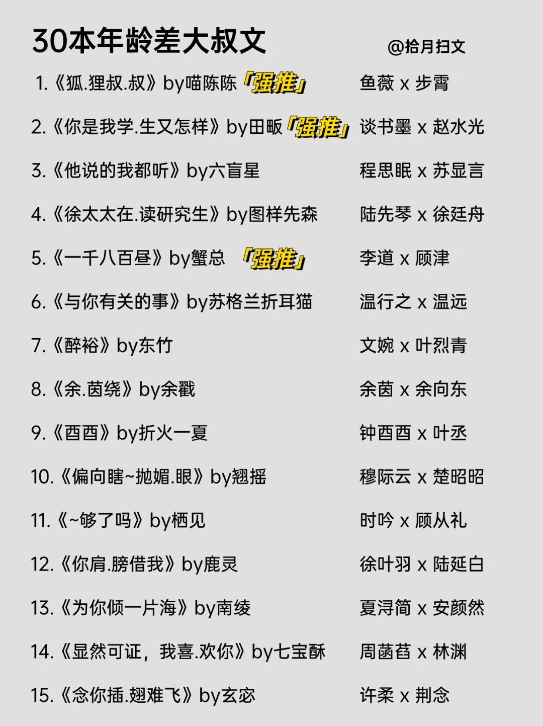 30本高质量年上年龄差大叔文‼️养成，师生