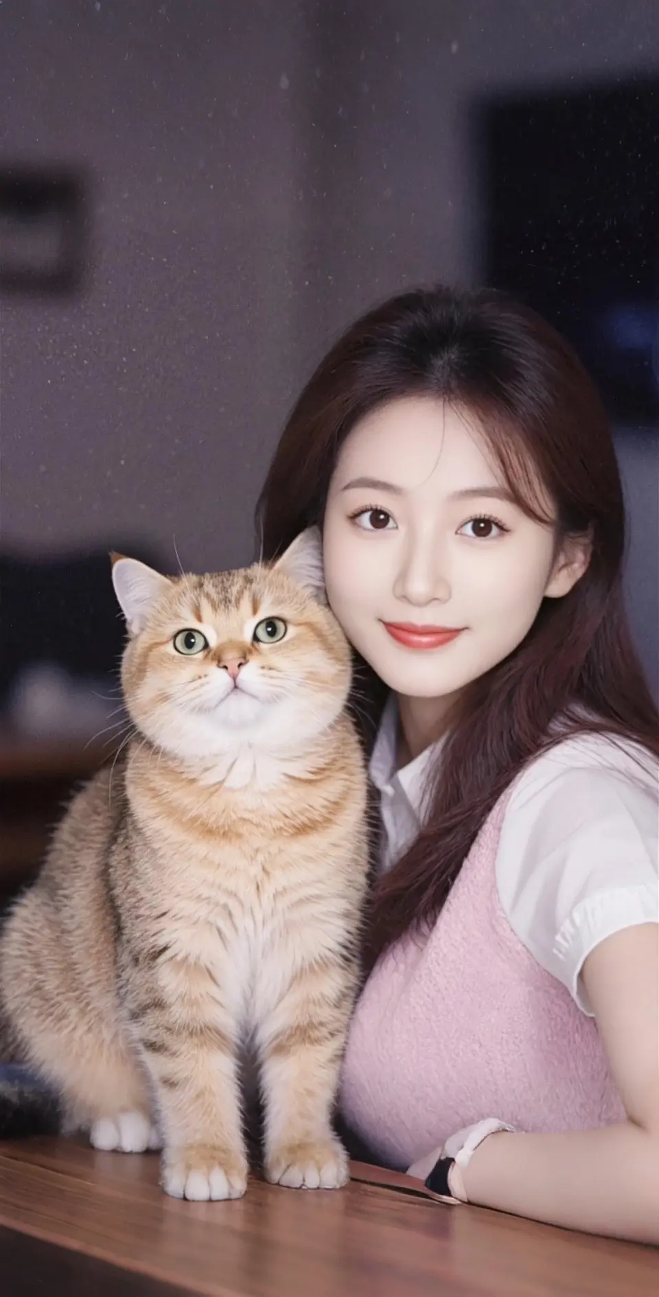 AI扩图 AI柔焦猫咪自拍