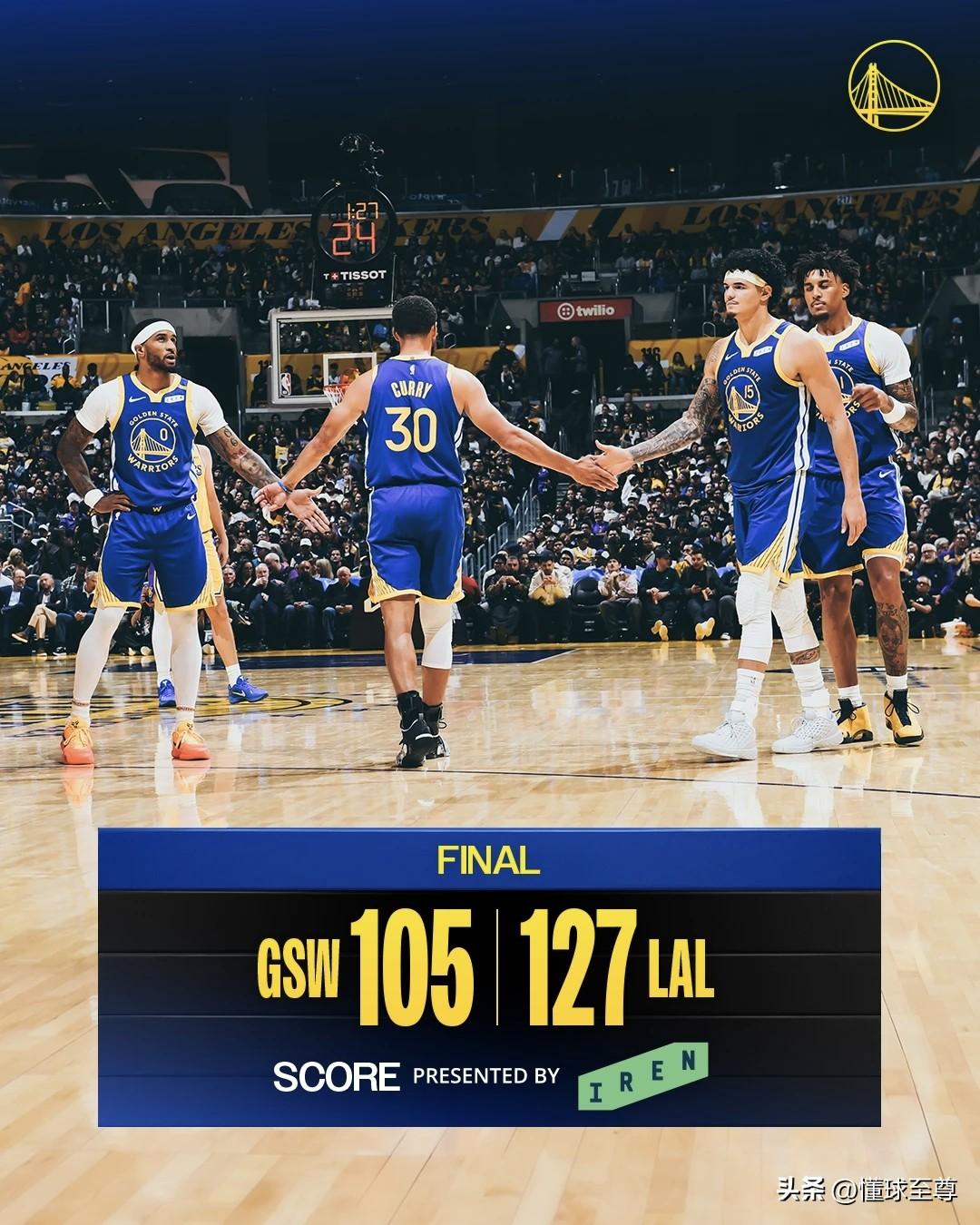 还打个球，队友CBA库里孤立无援空砍23分！

在今天勇士与湖人的NBA常规赛首