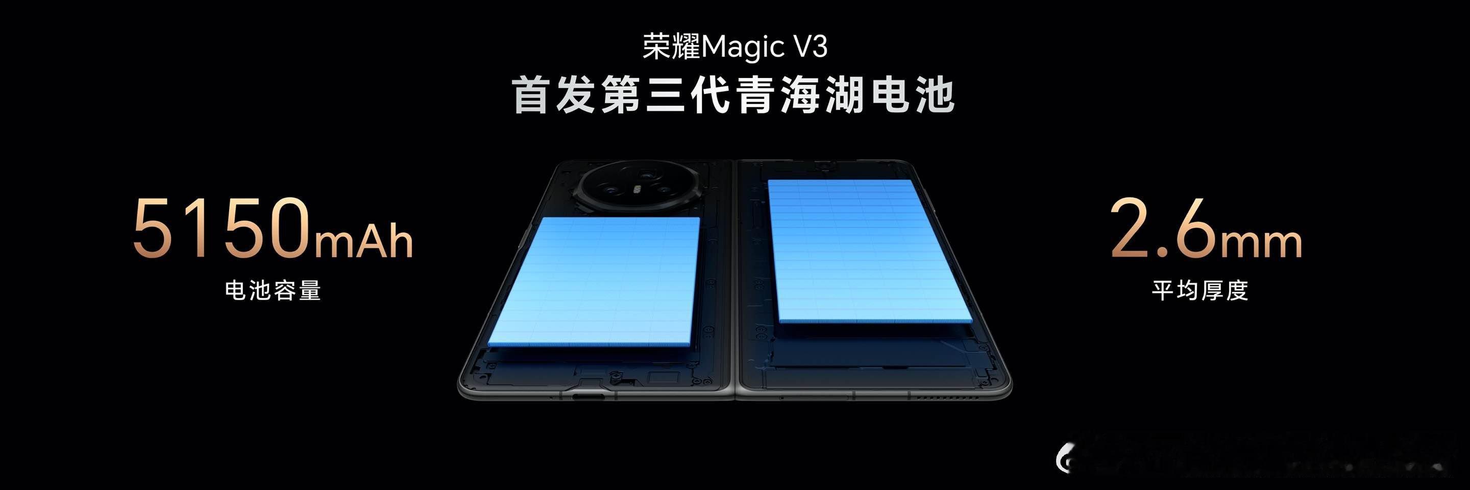 #荣耀Magic V3#首发第三代青海湖电池，持续引领高硅电池科技，刷新内折手机