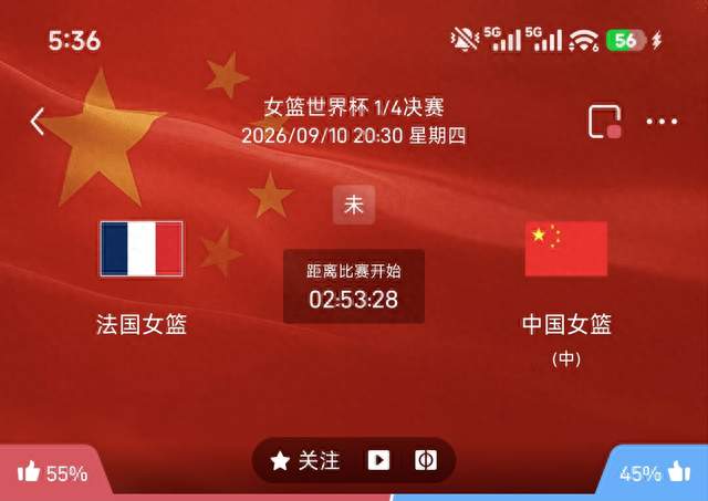 女篮世界杯1/4决赛 中国vs法国