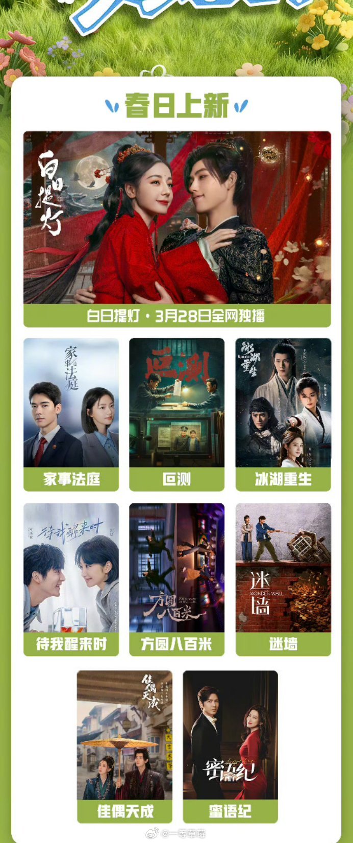 🐧的春日片单迪丽热巴、陈飞宇《白日提灯》龚俊、任敏《家事法庭》李昀锐、张康乐《